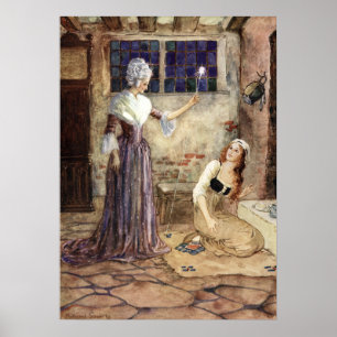 Cinderella och Fairy Godmor - Millicent Sowerby Poster
