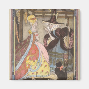 Cinderella och Fairy Godmor, Vintage Fairy Tale Magnet