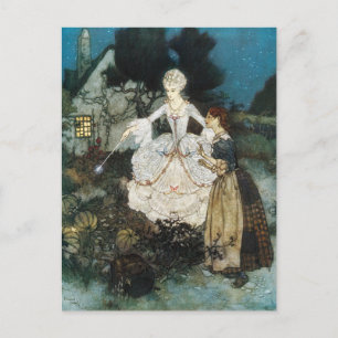 Cinderella och Fairy Godmor Vykort