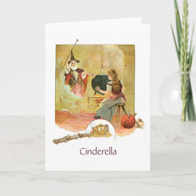 Cinderella och god fé (tom insida) kort (Framsida)