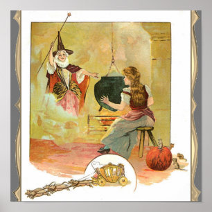 Cinderella och hennes fader Gud Mor Poster