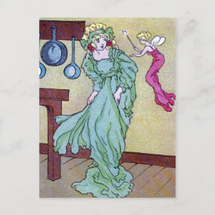 CInderella och Hennes Fairie Godmor Vykort