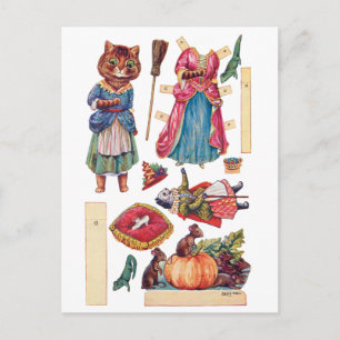Cinderella, Papper Doll, Louis Wain Vykort