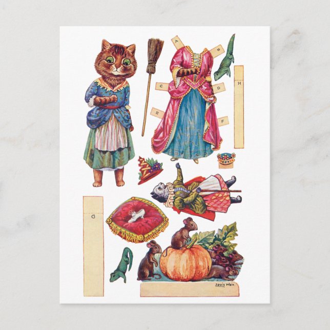 Cinderella, Papper Doll, Louis Wain Vykort (Framsida)