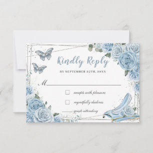 Cinderella Princess Baby blue Blommigt Quinceañera OSA Kort