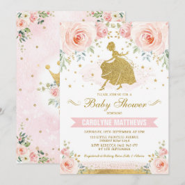 Cinderella Princess Blush Floral Baby Shower Inbjudningar