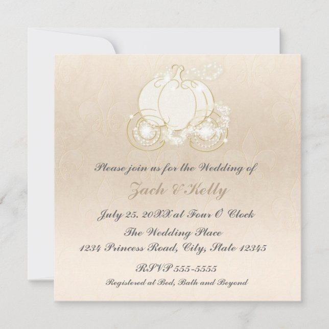 Cinderella Princess Carriage Wedding bjudande Inbjudningar (Framsida)