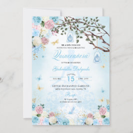 Cinderella Princess Enchanted Garden Quinceanera Inbjudningar