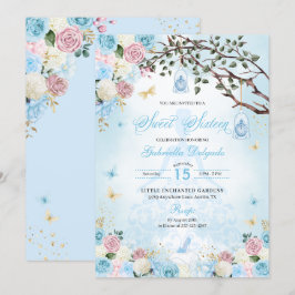 Cinderella Princess Enchanted Garden Sweet 16 Inbjudningar