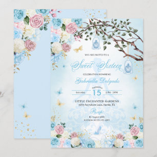 Cinderella Princess Enchanted Garden Sweet 16 Inbjudningar