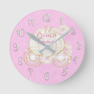 Cinderella Princess Gnistra Carriage Rosa Anpassni Rund Klocka