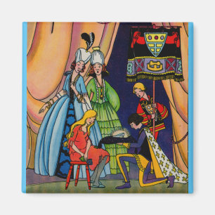 Cinderella, prinsen och glasskon magnet