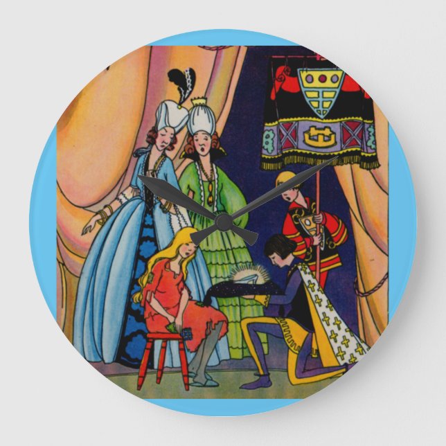 Cinderella, prinsen och glasskon stor klocka (Framsida)