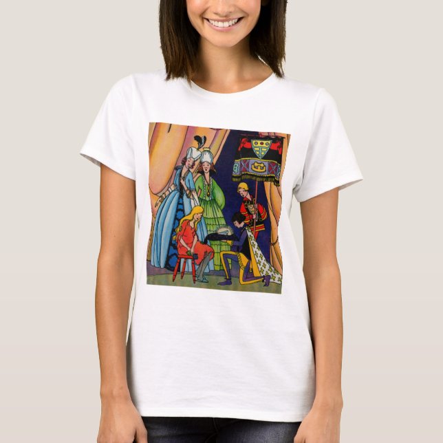 Cinderella, prinsen och glasskon tee (Framsida)
