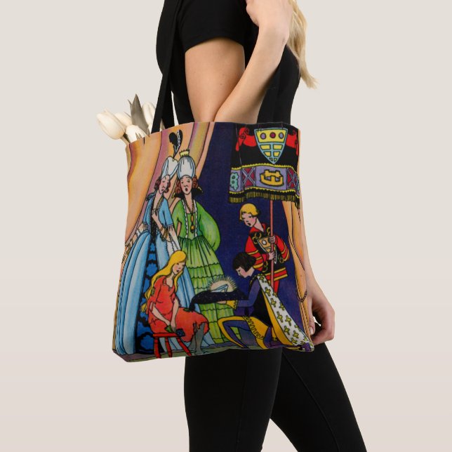 Cinderella, prinsen och glasskon tygkasse (Närbild)