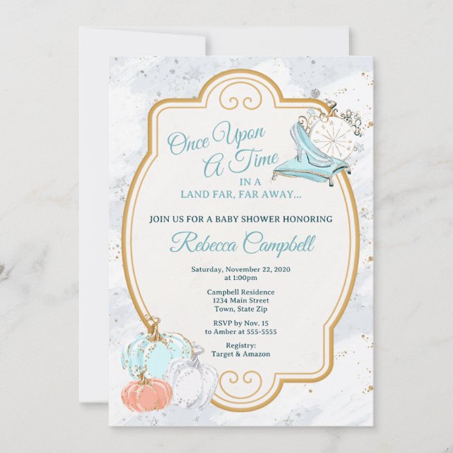 Cinderella Pumpkin Baby Shower-inbjudan Inbjudningar (Framsida)