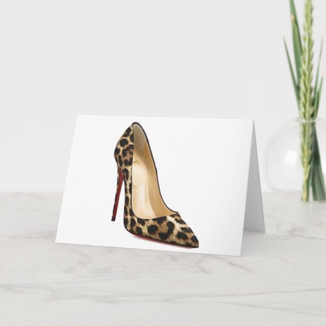 Cinderella Quote Louboutin Leopard Shoes Card Kort (Framsida)