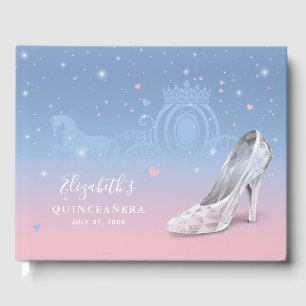 Cinderella Shoe Light Blue och Rosa Quinceañera Gästböcker