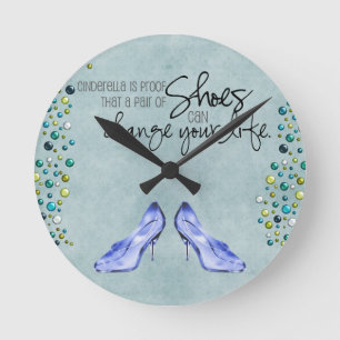 Cinderella Shoes Clock Rund Klocka