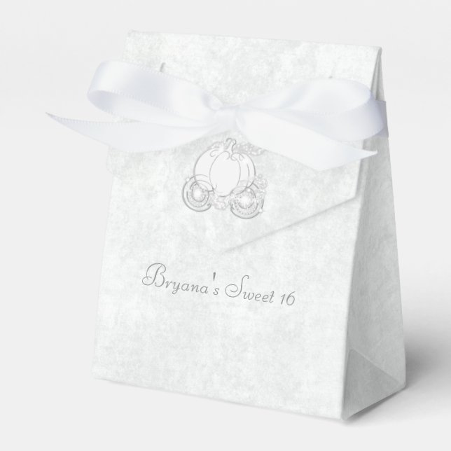 Cinderella Silver Carriage White Party Favor Boxes Presentaskar (Framsidan Sidan)