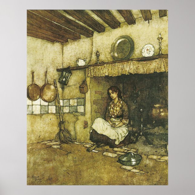 Cinderella Sitta i Ashes by Dulac Print Poster (Framsidan)