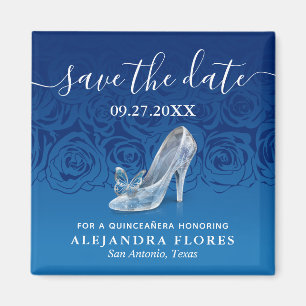 Cinderella Slipper Blue Quinceanera Spara datumet Magnet