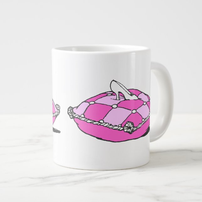 Cinderella Slipper på Rosa Pillow Jumbo Mugg (Framsida höger)