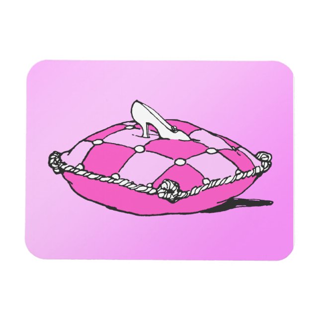Cinderella Slipper på Rosa Pillow Magnet (Horisontell)