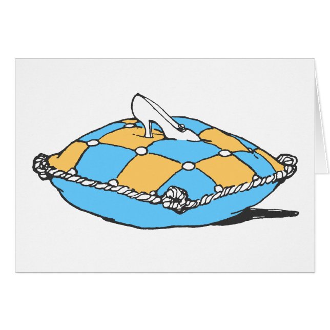 Cinderella Slipper på Teal Orange Pillow Hälsningskort (Framsidan Horizontal)