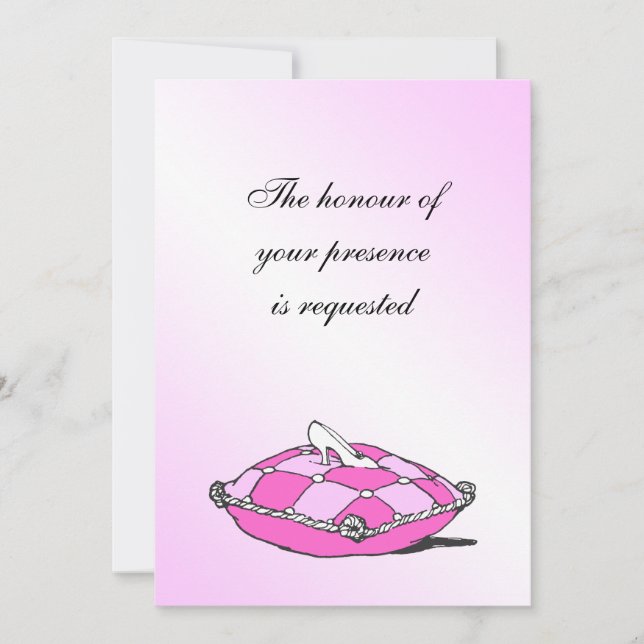 Cinderella Slipper Rosa Pillow Wedding bjudande Inbjudningar (Framsida)