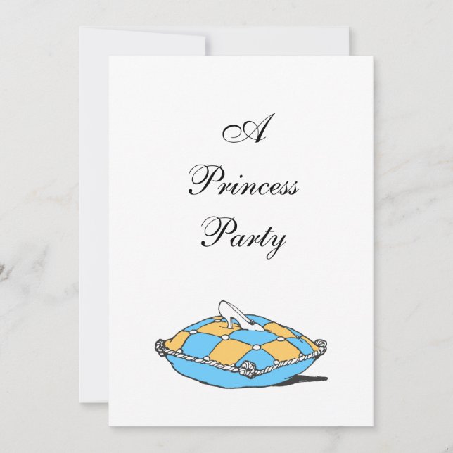 Cinderella Slipper Teal Pillow-inbjudningar Inbjudningar (Framsida)