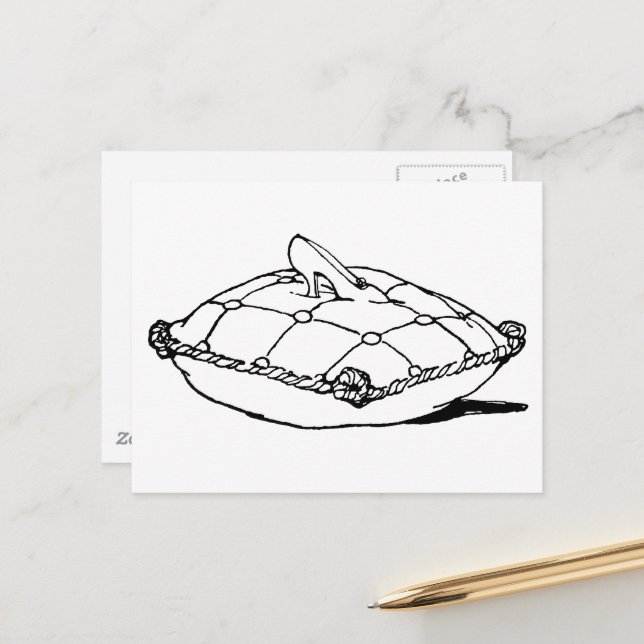 Cinderella Slipper Vintage Fairytale Art Vykort (Fram/Back In Situ)