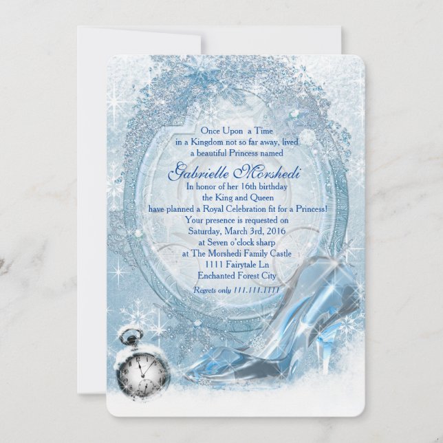 Cinderella Sweet 16 Inbjudningar (Framsida)