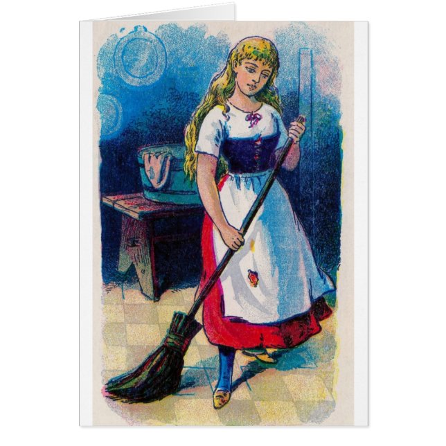 Cinderellas sysslor hälsningskort (Framsidan)