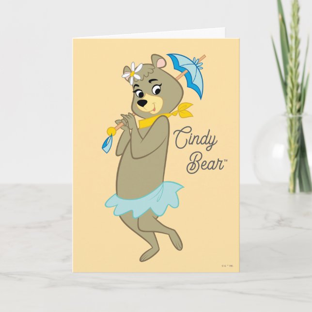 Cindy Bear Holding Parasol Kort (Framsida)