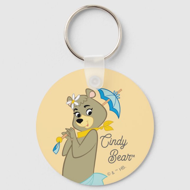 Cindy Bear Holding Parasol Nyckelring (Framsida)