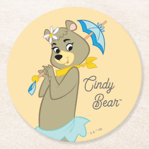 Cindy Bear Holding Parasol Underlägg Papper Rund
