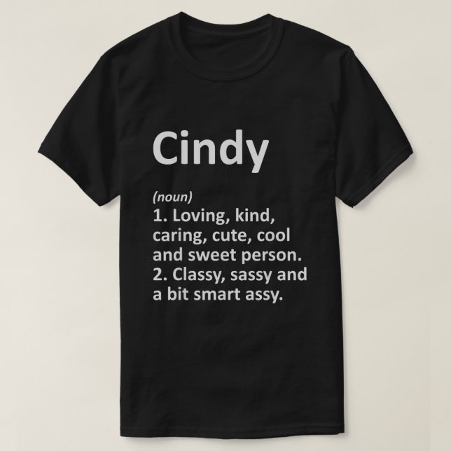 CINDY Definition Personlig Namn Funny Birthday T Shirt (Design framsida)