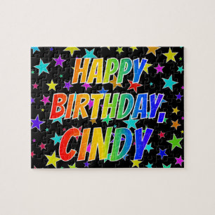 "CINDY" Första Namn, Roligten "GRATTIS PÅ FÖDELSED Pussel