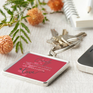 Cindy Lotta Kärlek Fyrkantig Silverfärgad Nyckelring