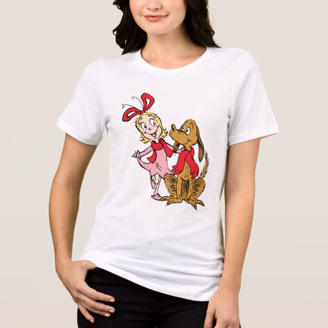 Cindy Lou Who och Max hunden T Shirt (Framsida)