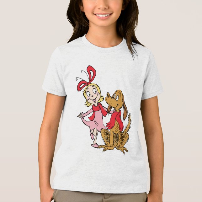 Cindy Lou Who och Max hunden T Shirt (Framsida)