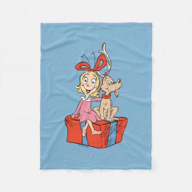 Cindy Lou Who och Max på en julklapp Fleecefilt (Framsidan)