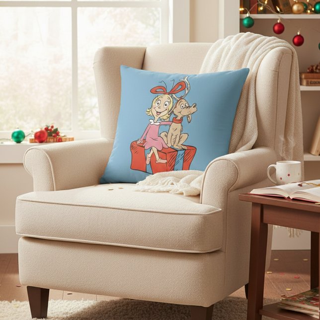 Cindy Lou Who och Max på en julklapp Kudde (Skapare uppladdad)