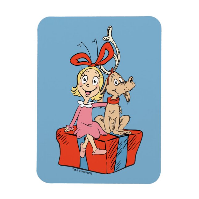Cindy Lou Who och Max på en julklapp Magnet (Vertikal)