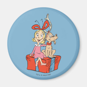 Cindy Lou Who och Max på en julklapp Magnet