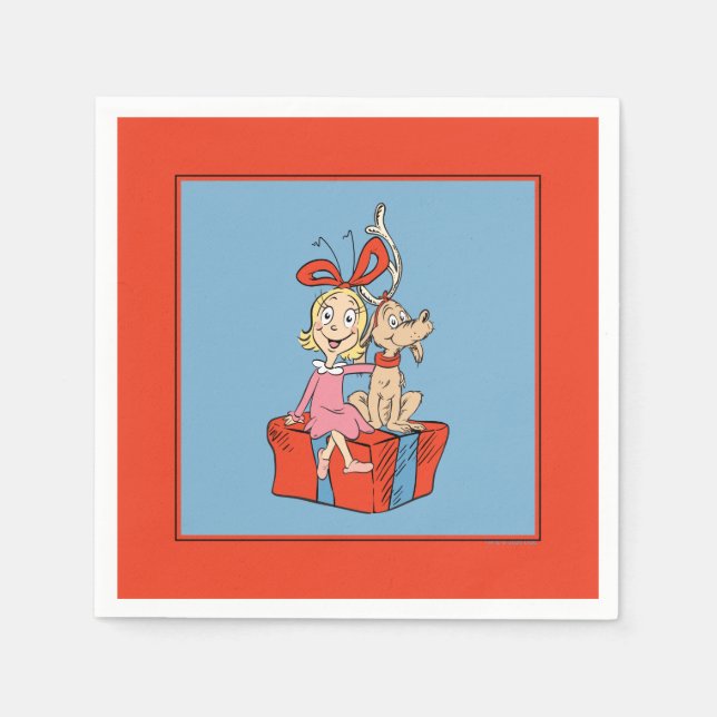 Cindy Lou Who och Max på en julklapp Pappersservett (Framsidan)