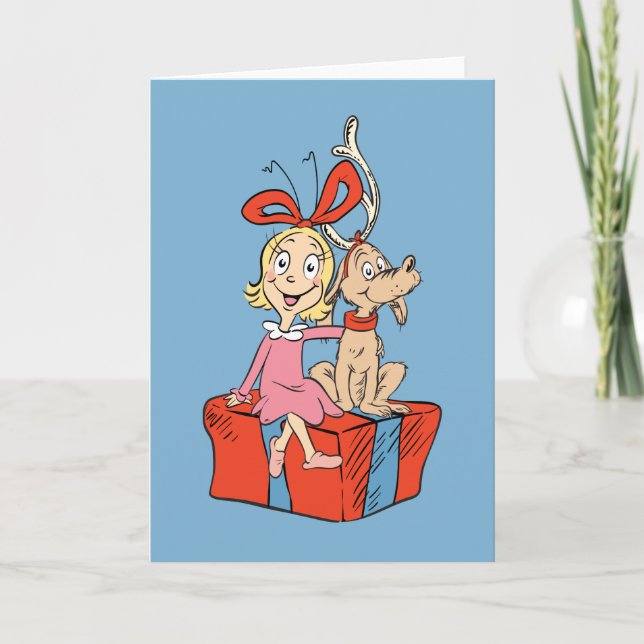 Cindy Lou Who och Max på en Julpresent Kort (Framsida)