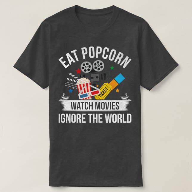 Cinema Biljett Snack Retro Popcorn T Shirt (Design framsida)
