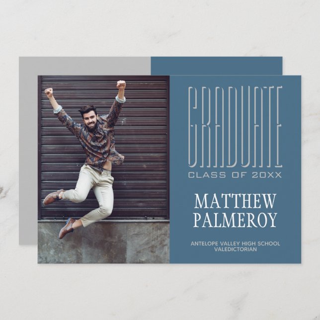 "Cinema Lettering Photo Teal Student Announcement" Meddelande (Fram/baksida)